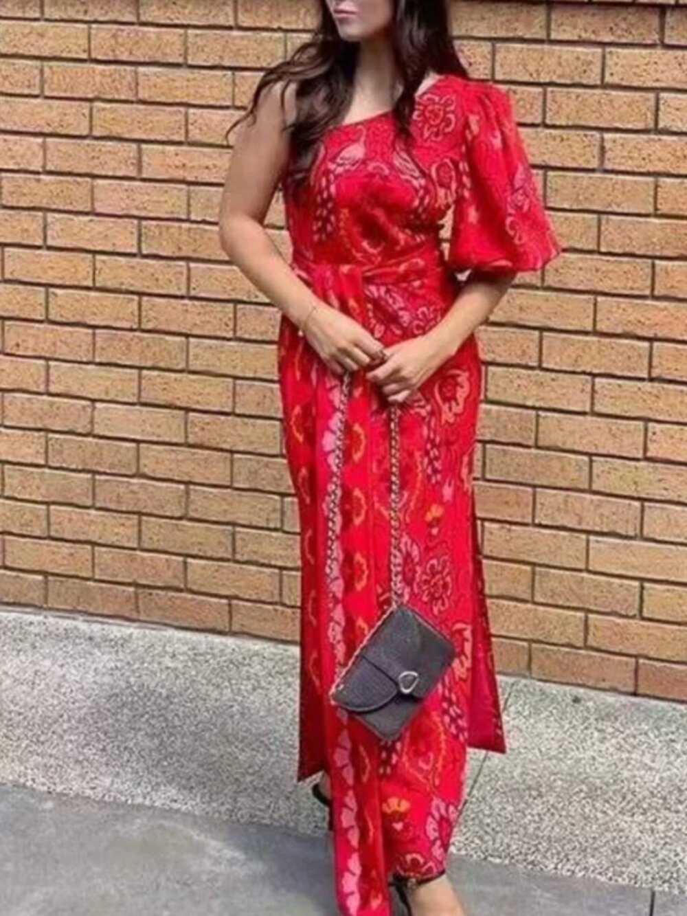 MUST HAVE Cara Cara Lucia Maxi Dress Gown - Peacock Watermelon Red Floral